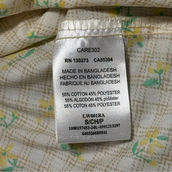 Wrangler Women’s Long Sleeve Button Snap Blouse Yellow Plaid Floral NWT Size S - Picture 8 of 11